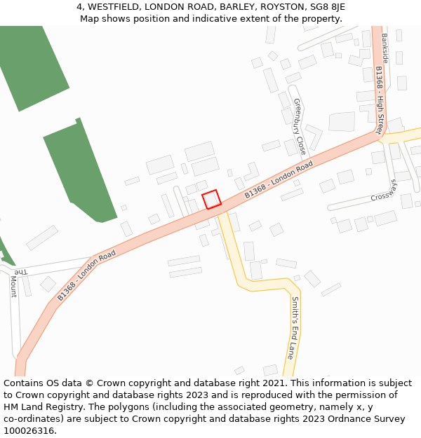 4, WESTFIELD, LONDON ROAD, BARLEY, ROYSTON, SG8 8JE: Location map and indicative extent of plot