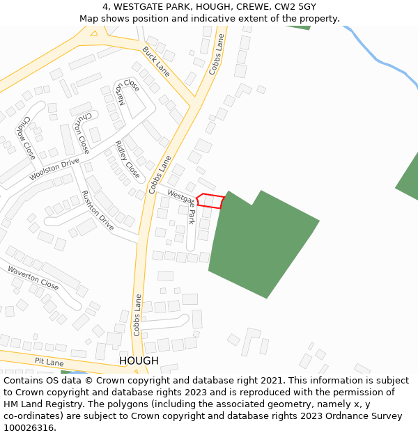 4, WESTGATE PARK, HOUGH, CREWE, CW2 5GY: Location map and indicative extent of plot