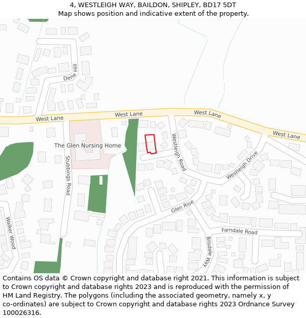 4, WESTLEIGH WAY, BAILDON, SHIPLEY, BD17 5DT: Location map and indicative extent of plot