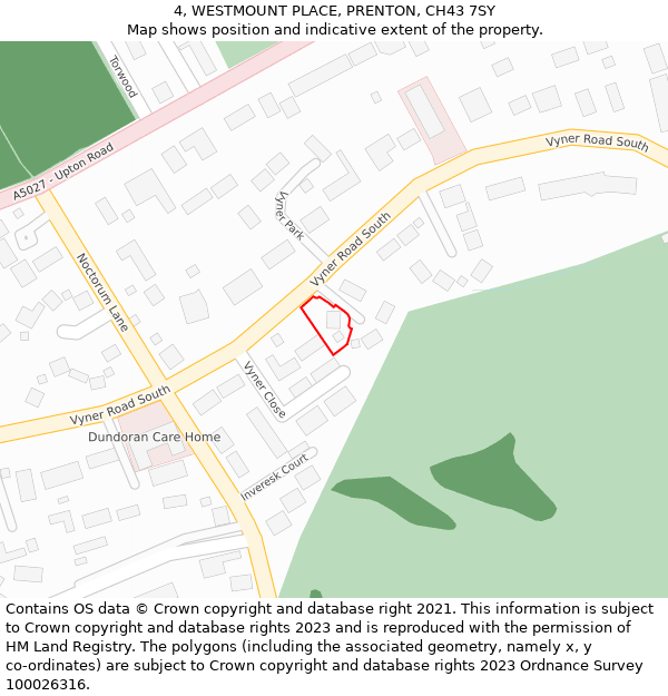 4, WESTMOUNT PLACE, PRENTON, CH43 7SY: Location map and indicative extent of plot
