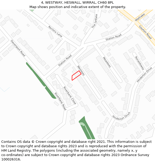 4, WESTWAY, HESWALL, WIRRAL, CH60 8PL: Location map and indicative extent of plot