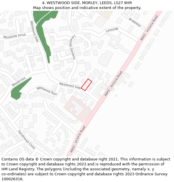 4, WESTWOOD SIDE, MORLEY, LEEDS, LS27 9HR: Location map and indicative extent of plot