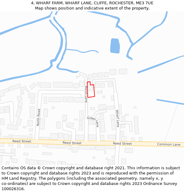 4, WHARF FARM, WHARF LANE, CLIFFE, ROCHESTER, ME3 7UE: Location map and indicative extent of plot