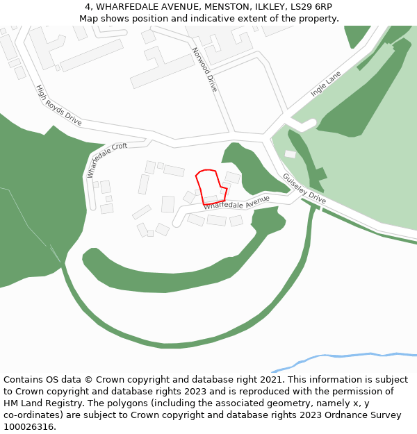 4, WHARFEDALE AVENUE, MENSTON, ILKLEY, LS29 6RP: Location map and indicative extent of plot