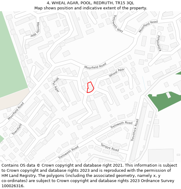 4, WHEAL AGAR, POOL, REDRUTH, TR15 3QL: Location map and indicative extent of plot