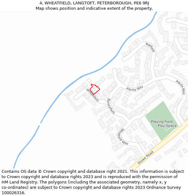 4, WHEATFIELD, LANGTOFT, PETERBOROUGH, PE6 9RJ: Location map and indicative extent of plot