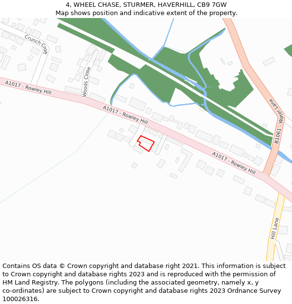 4, WHEEL CHASE, STURMER, HAVERHILL, CB9 7GW: Location map and indicative extent of plot