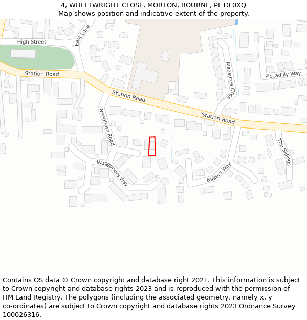 4, WHEELWRIGHT CLOSE, MORTON, BOURNE, PE10 0XQ: Location map and indicative extent of plot