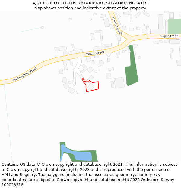 4, WHICHCOTE FIELDS, OSBOURNBY, SLEAFORD, NG34 0BF: Location map and indicative extent of plot