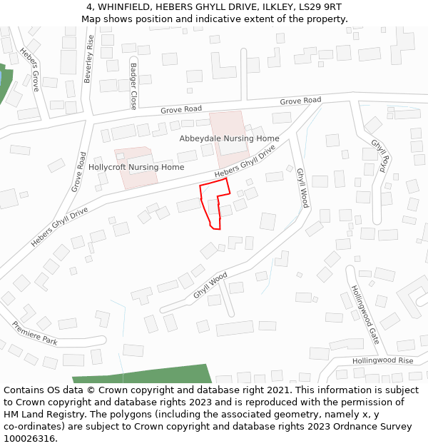 4, WHINFIELD, HEBERS GHYLL DRIVE, ILKLEY, LS29 9RT: Location map and indicative extent of plot