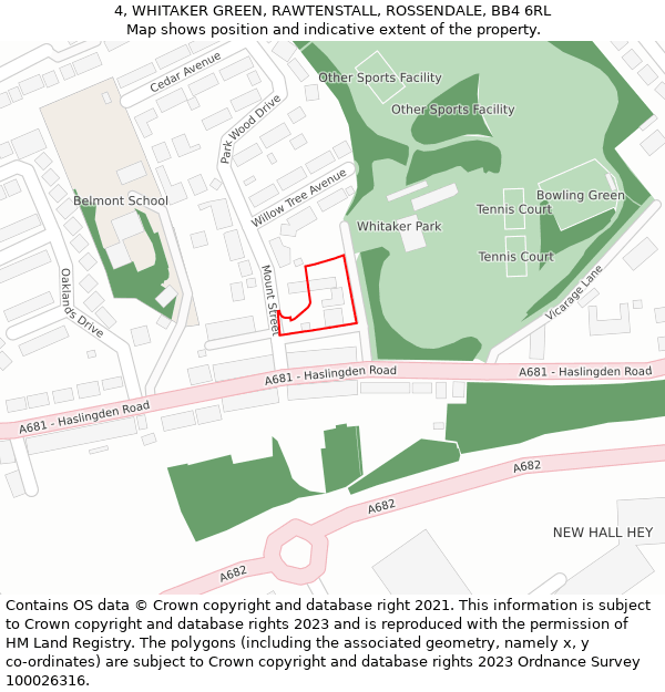4, WHITAKER GREEN, RAWTENSTALL, ROSSENDALE, BB4 6RL: Location map and indicative extent of plot