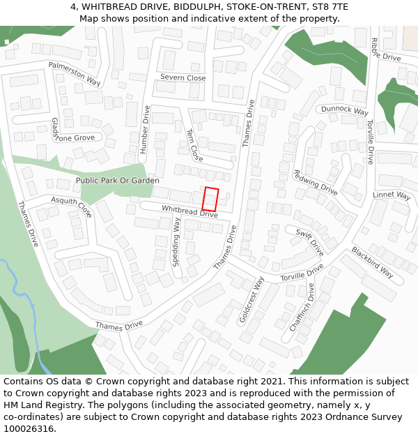 4, WHITBREAD DRIVE, BIDDULPH, STOKE-ON-TRENT, ST8 7TE: Location map and indicative extent of plot