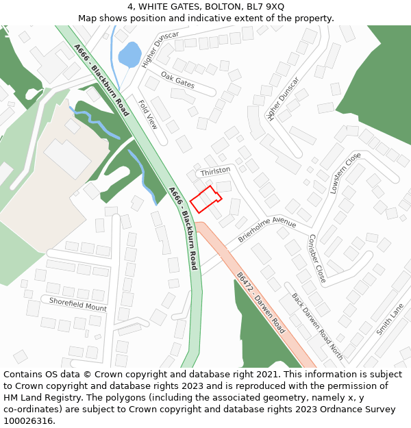 4, WHITE GATES, BOLTON, BL7 9XQ: Location map and indicative extent of plot
