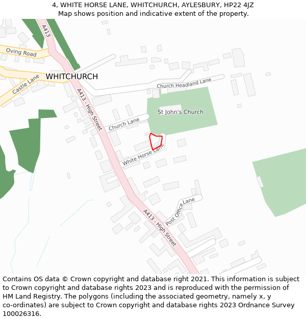 4, WHITE HORSE LANE, WHITCHURCH, AYLESBURY, HP22 4JZ: Location map and indicative extent of plot