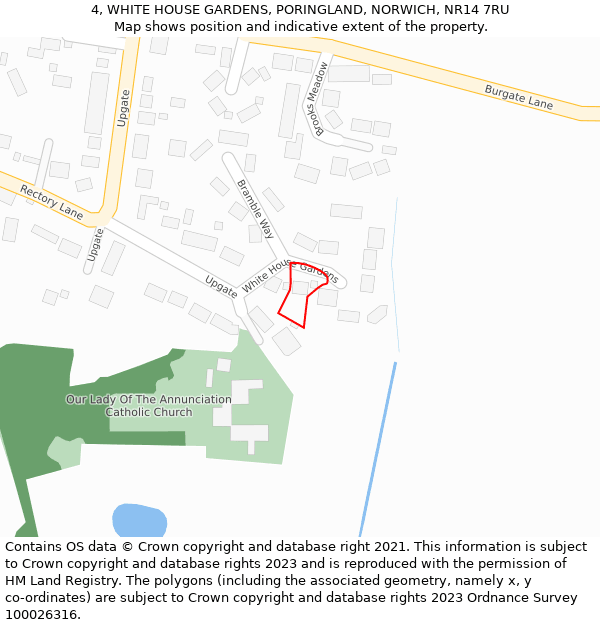 4, WHITE HOUSE GARDENS, PORINGLAND, NORWICH, NR14 7RU: Location map and indicative extent of plot