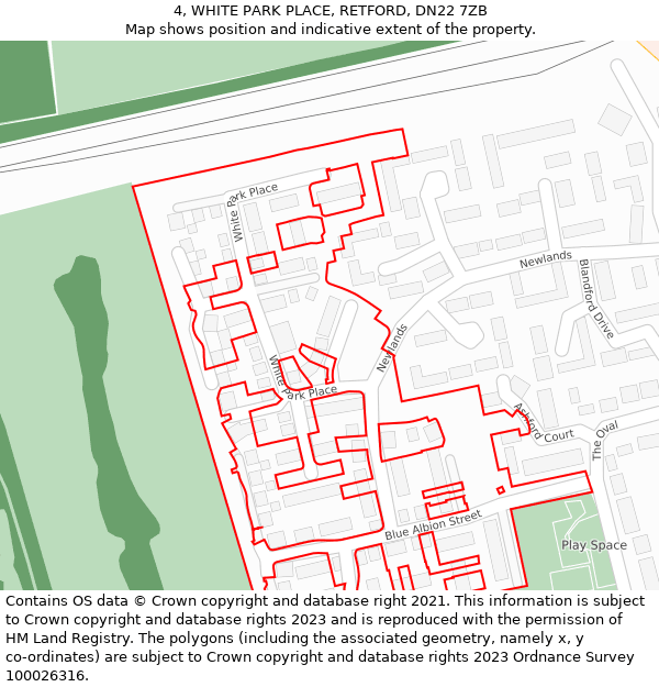 4, WHITE PARK PLACE, RETFORD, DN22 7ZB: Location map and indicative extent of plot