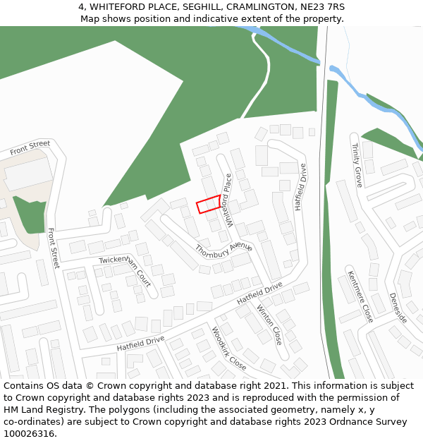 4, WHITEFORD PLACE, SEGHILL, CRAMLINGTON, NE23 7RS: Location map and indicative extent of plot