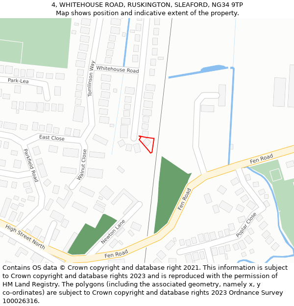 4, WHITEHOUSE ROAD, RUSKINGTON, SLEAFORD, NG34 9TP: Location map and indicative extent of plot