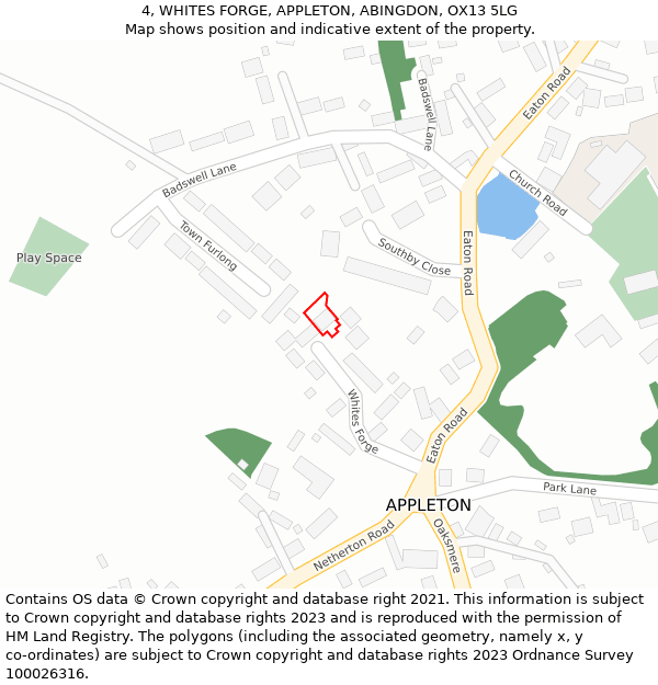 4, WHITES FORGE, APPLETON, ABINGDON, OX13 5LG: Location map and indicative extent of plot