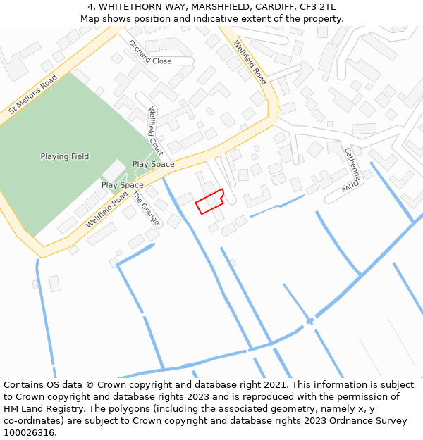 4, WHITETHORN WAY, MARSHFIELD, CARDIFF, CF3 2TL: Location map and indicative extent of plot