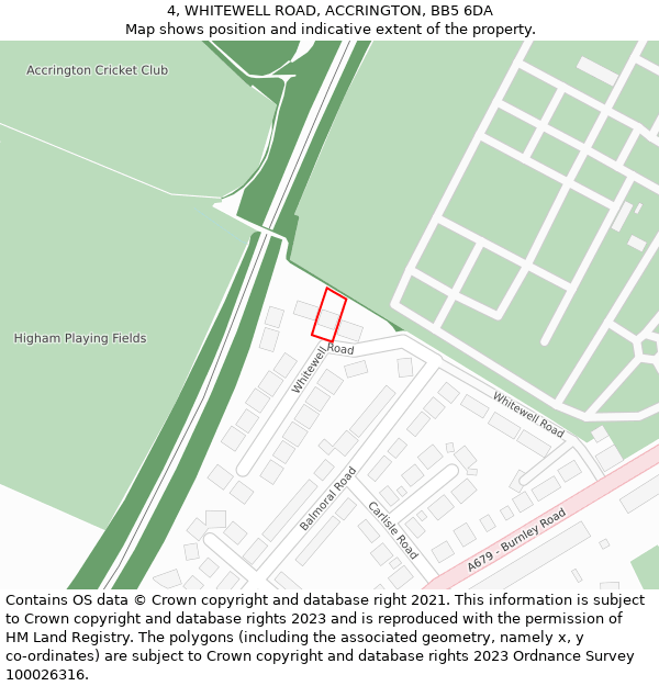4, WHITEWELL ROAD, ACCRINGTON, BB5 6DA: Location map and indicative extent of plot