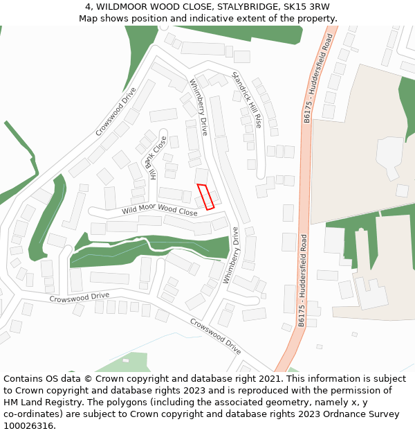 4, WILDMOOR WOOD CLOSE, STALYBRIDGE, SK15 3RW: Location map and indicative extent of plot