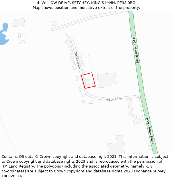 4, WILLOW DRIVE, SETCHEY, KING'S LYNN, PE33 0BG: Location map and indicative extent of plot