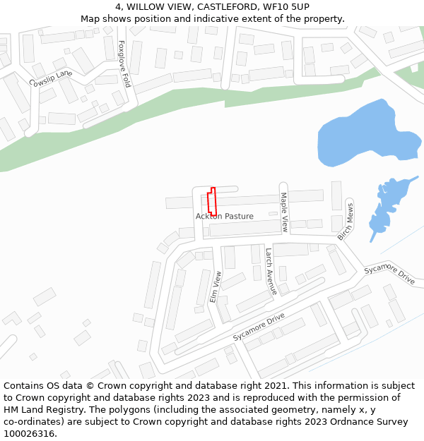 4, WILLOW VIEW, CASTLEFORD, WF10 5UP: Location map and indicative extent of plot