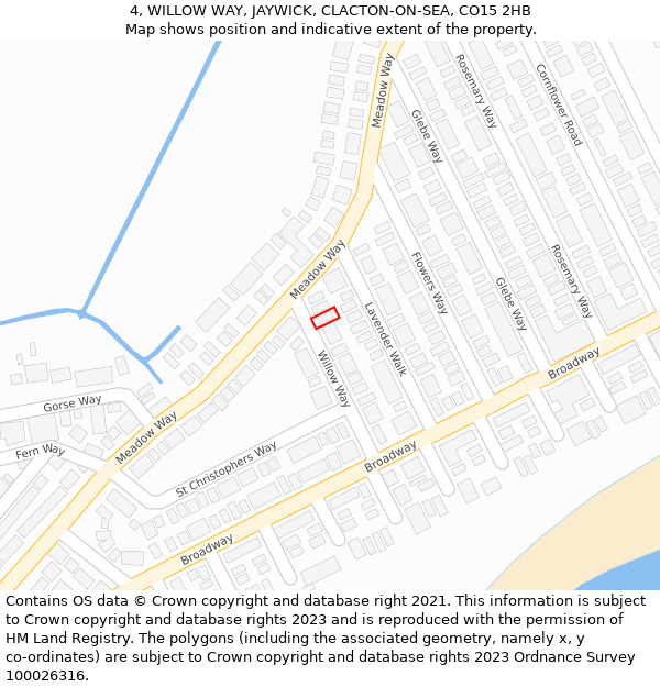 4, WILLOW WAY, JAYWICK, CLACTON-ON-SEA, CO15 2HB: Location map and indicative extent of plot