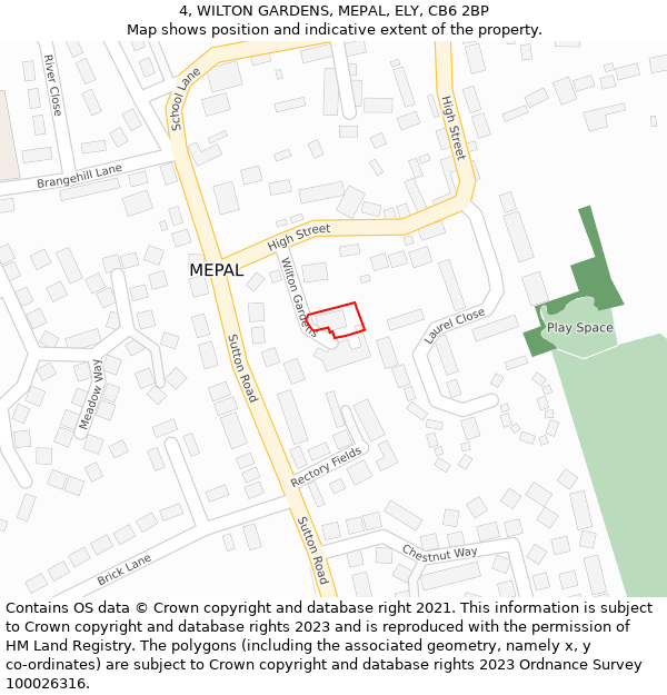 4, WILTON GARDENS, MEPAL, ELY, CB6 2BP: Location map and indicative extent of plot