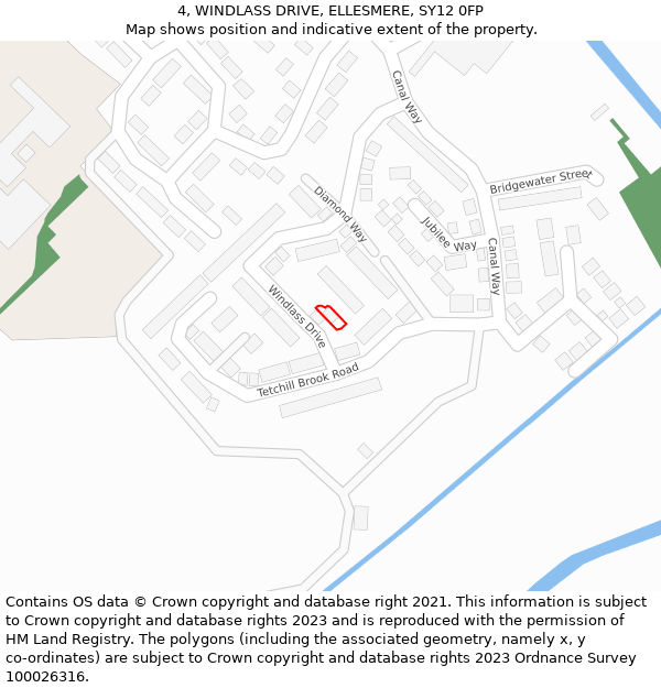 4, WINDLASS DRIVE, ELLESMERE, SY12 0FP: Location map and indicative extent of plot