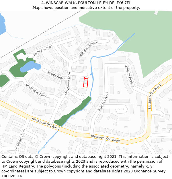 4, WINSCAR WALK, POULTON-LE-FYLDE, FY6 7FL: Location map and indicative extent of plot