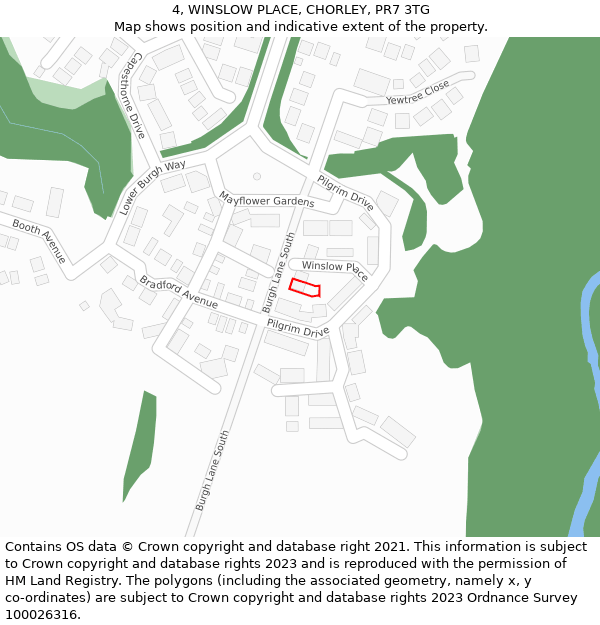 4, WINSLOW PLACE, CHORLEY, PR7 3TG: Location map and indicative extent of plot