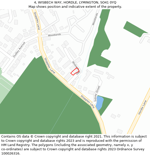 4, WISBECH WAY, HORDLE, LYMINGTON, SO41 0YQ: Location map and indicative extent of plot