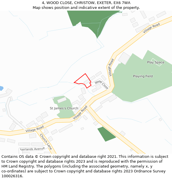 4, WOOD CLOSE, CHRISTOW, EXETER, EX6 7WA: Location map and indicative extent of plot