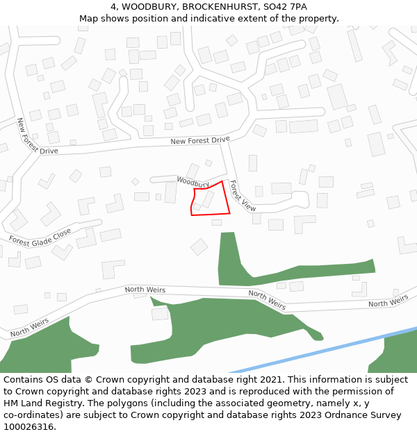 4, WOODBURY, BROCKENHURST, SO42 7PA: Location map and indicative extent of plot