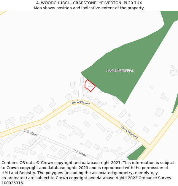 4, WOODCHURCH, CRAPSTONE, YELVERTON, PL20 7UX: Location map and indicative extent of plot