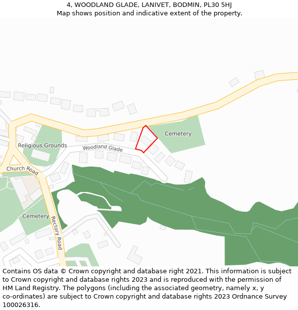 4, WOODLAND GLADE, LANIVET, BODMIN, PL30 5HJ: Location map and indicative extent of plot