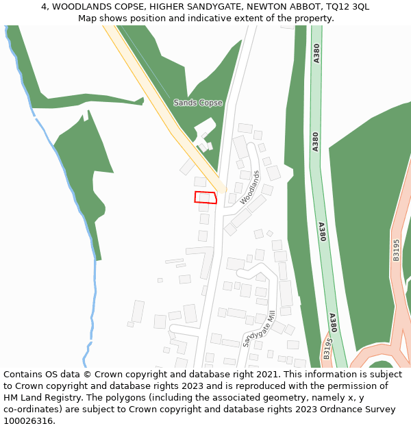 4, WOODLANDS COPSE, HIGHER SANDYGATE, NEWTON ABBOT, TQ12 3QL: Location map and indicative extent of plot