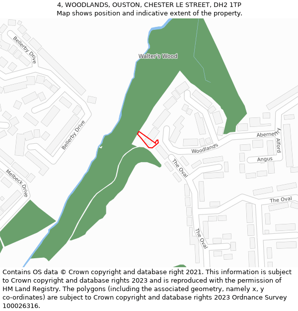 4, WOODLANDS, OUSTON, CHESTER LE STREET, DH2 1TP: Location map and indicative extent of plot