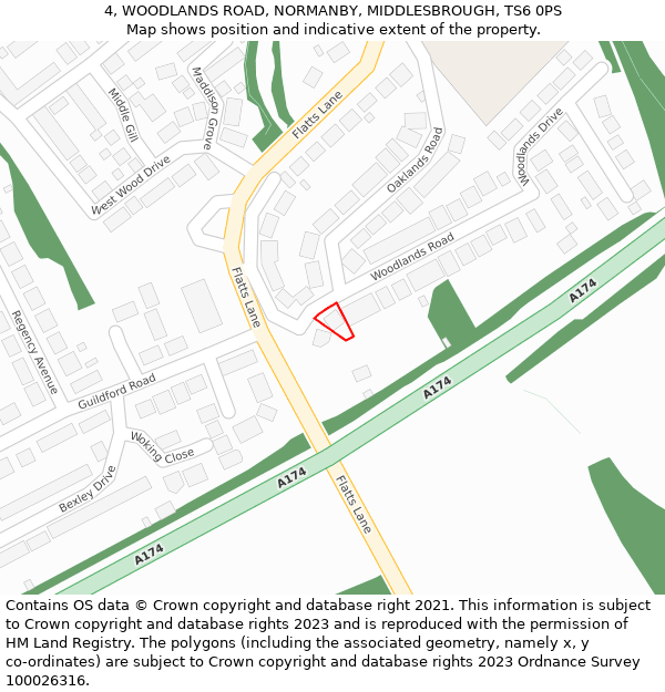 4, WOODLANDS ROAD, NORMANBY, MIDDLESBROUGH, TS6 0PS: Location map and indicative extent of plot