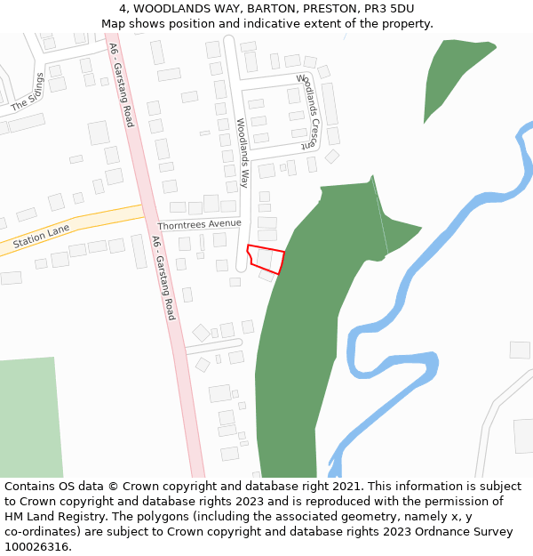 4, WOODLANDS WAY, BARTON, PRESTON, PR3 5DU: Location map and indicative extent of plot