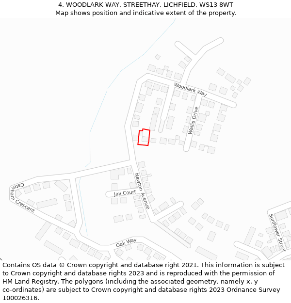 4, WOODLARK WAY, STREETHAY, LICHFIELD, WS13 8WT: Location map and indicative extent of plot
