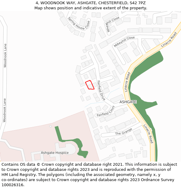 4, WOODNOOK WAY, ASHGATE, CHESTERFIELD, S42 7PZ: Location map and indicative extent of plot