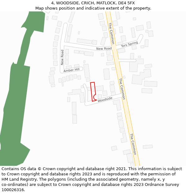 4, WOODSIDE, CRICH, MATLOCK, DE4 5FX: Location map and indicative extent of plot