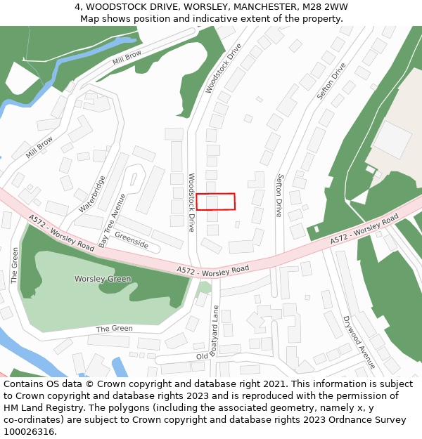 4, WOODSTOCK DRIVE, WORSLEY, MANCHESTER, M28 2WW: Location map and indicative extent of plot