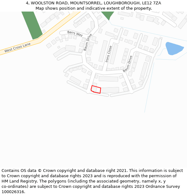 4, WOOLSTON ROAD, MOUNTSORREL, LOUGHBOROUGH, LE12 7ZA: Location map and indicative extent of plot