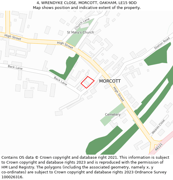 4, WRENDYKE CLOSE, MORCOTT, OAKHAM, LE15 9DD: Location map and indicative extent of plot