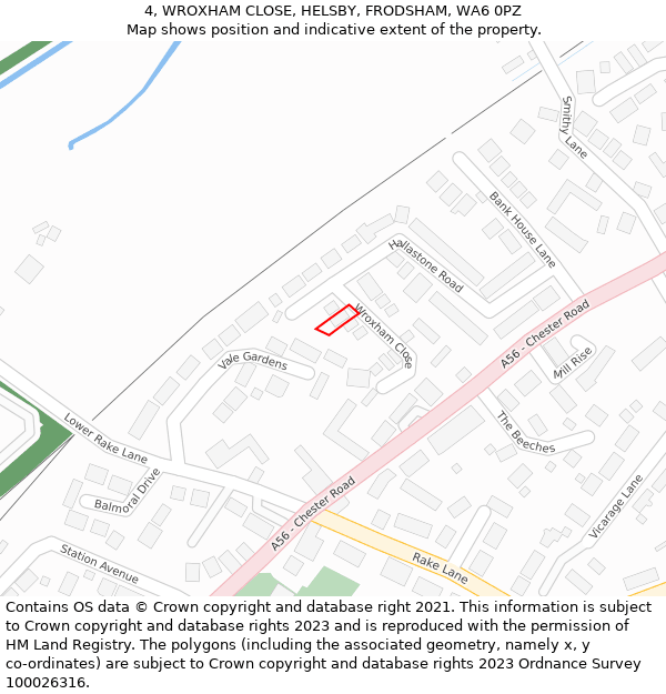 4, WROXHAM CLOSE, HELSBY, FRODSHAM, WA6 0PZ: Location map and indicative extent of plot