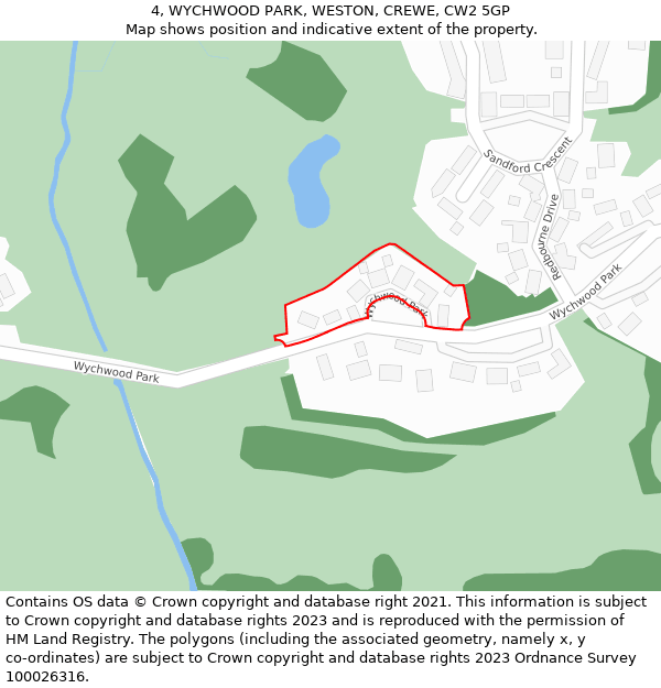 4, WYCHWOOD PARK, WESTON, CREWE, CW2 5GP: Location map and indicative extent of plot